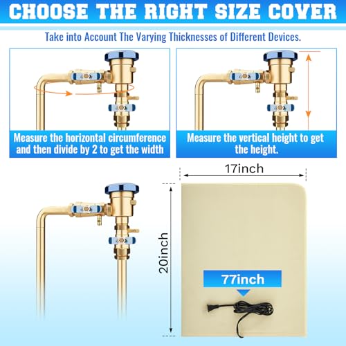 Glooglitter 20" L x 17" W Electric Heated Outdoor Faucet Cover for Winter Freeze Protection Heating Hose Bib Covers for Winter, Water Pipe Heater for Garden Faucet Insulated Spigot Protector (Beige) - color: Beige, size: 20"l X17"w