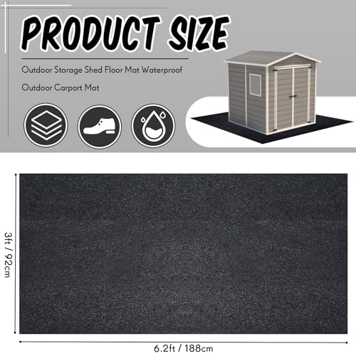 Haull Shed Floor Mat 6 x 3 ft Outdoor Waterproof Nonslip Durable Storage Sheds Protector Rug for Carport Patio Garage Garden Spring Summer Outdoor, Storage Shed Not Included - size: 13"L x 9.8"W x 2.4"Th