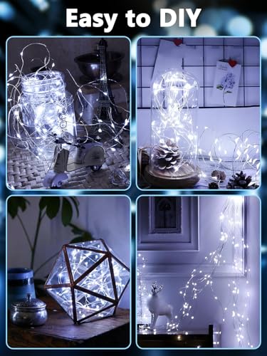 4 Pack 100 LED Fairy Lights Battery Operated with Remote, 33FT Waterproof Twinkle Lights with Timer & 8 Modes, Fairy String Light Outdoor Indoor for Bedroom Classroom DIY Christmas Decor (Cool White) - color: Cool White, size: 4 Pack