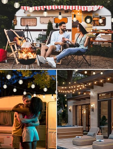 25FT Frosted White Lights G40 Globe Outdoor String Lights Patio Lights with 25 Frosted White Globe Bulbs - Black Wire - color: 25FT Frosted Black, size: 25 Feet