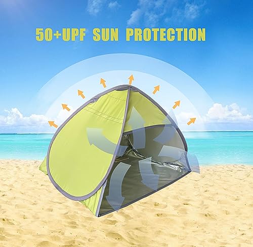 Small Pop Up Beach Tent Portable Head Tent, Pet Shade Canopy with Breathable Meshed Window for Dogs/Cats (Light Green) - color: Light Green