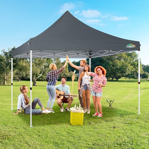 COBIZI 10x10 Pop Up Canopy with 4 Sidewalls, Canopy Tent 10x10 for Parties, Backyard, Commercial, Waterproof and Portable Instant Shelter UV50+ Outdoor Gazebo with 4 Sandbags(Gray) - color: Gray, size: 10x10FT