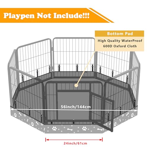 Dog Playpen Bottom Pad Fits for 24 Inch 8 Panels Metal Exercise Pet Playpen, Dog Crate Pad Puppy Playpen Pad, Elastic Buckles Connections.(Note: Playpen Not Included) -Gray - color: Gray