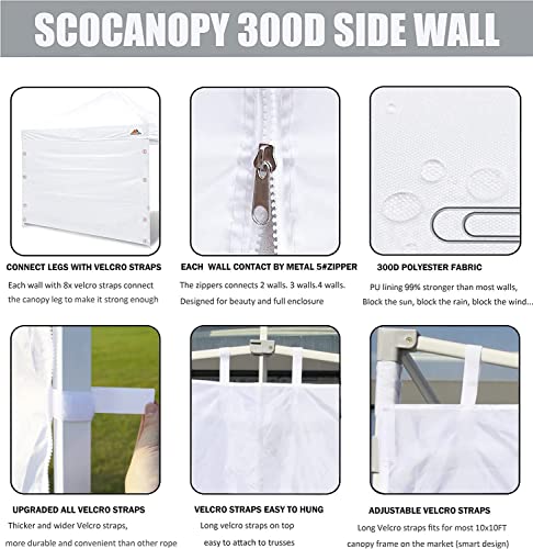 SCOCANOPY SideWall with Window for 10x10 Canopy Frame, 2 Pieces Sunwalls Only, Blue - color: blue, size: 10X10