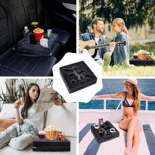 Couch Cup Holder-Sofa Cup Holder Pillow Tray Caddy Cupholder Hearted for Bed, Rv, Tv, Car, Man Cave, Backseat for Remote, Drinks, Snacks (DarkGrey) - color: Grey