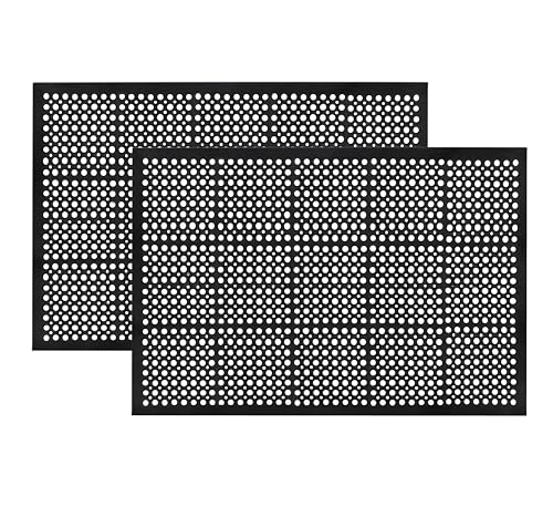 IRONGATE Rubber Doormat - 2 Pack Anti Fatigue Rubber Floor Mat - Non Slip Indoor Outdoor Commercial Kitchen Mat - Ramp Pool Restaurant Garage Floor Mat - Anti Slip Bar Drainage Mat - 36 x 60 inches - size: 2 Pack - 36 x 60 Inches