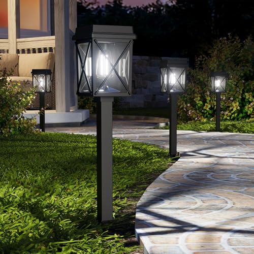 XMCOSY+ Solar Lights Outdoor, 8 Pack 50LM Bright Solar Pathway Lights, IP65 Waterproof 3-in-1 Garden Light for Yard Backyard Driveway Walkway Landscape Path (Warm/Cool White) - size: 8 Pack