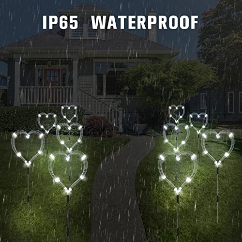 Maleyt 8 Pack Outdoor Solar Garden Lights, Firework Lights Solar Powered 8 Modes, Solar Landscape Lamp Outside Decor with Remote Control,120 LED Waterproof DIY String Lights - color: White