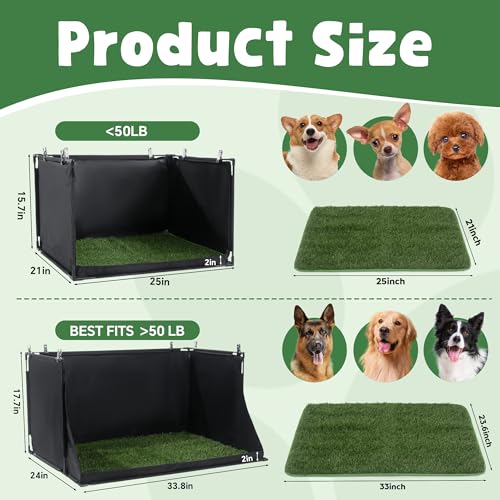 MABOZOO Dog Pee Pad Holder with Artificial Grass, 25 * 21 * 15.7 in Foldable Indoor Dog Potty Tray with Hemmed Edge, No Spill Pee Pad Holder Tray Puppy Litter Box for Dogs - size: Medium