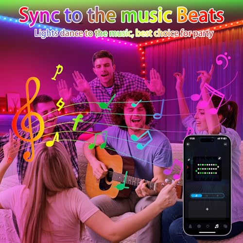 33FT Color Changing Rope Lights Outdoor, Waterproof 100 LED String Light Plug In with Remote & APP Control, Smart 16 Million Colors Music Sync Twinkle Fairy Lighting for Outside Indoor Bedroom - size: 33FT