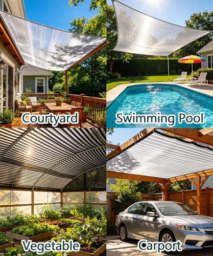 E.share 80%-85% Aluminum Shade Cloth, 6.5ft X 6ft Silver Heat Reflective Mesh Tarp with Grommets, Sun Block Privacy Cover for Outdoor Pergola, Patio, Garden, Greenhouse, Balcony, Car, Pet, Lawn - size: 6.5ft X 6ft