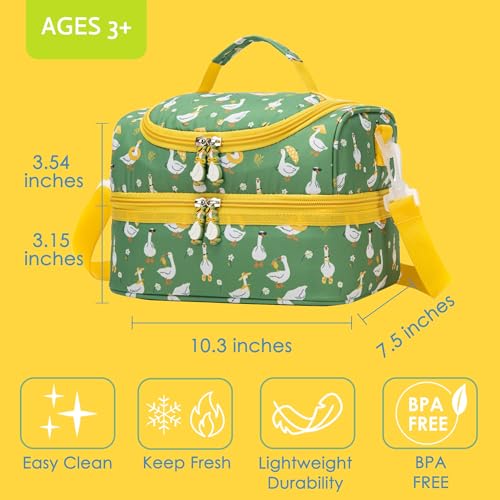 Insulated Kids Dual Compartment Lunch Bags Tote for Girls Boys Toddler Lunch Boxes Pre-School Toddler Kindergarten Picnic Camp Food Cooler Thermal with Strap (Z Ducks) - color: Z Ducks