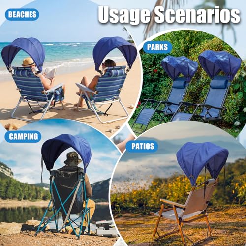 DaisyInner 1 Pcs Beach Chair Umbrella Canopy Extra Large Foldable Chair Sun Shade with Adjustable Clamp for Beach Camping Fishing Lounge Outdoor (Dark Blue) - color: Dark Blue