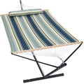 GAFETE 2 Person Hammock with Stand for Outside, Heavy Duty Steel Stand, Double 55inch Hammocks, Large Removable Pillow, Storage Bags, Max 475 lbs Capacity (Ridge Olive Green) - color: Ridge Olive Green