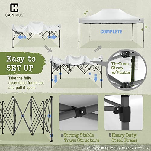 Fencer Wire 10ft x 15ft Pop Up Outdoor Canopy Easy Up Tent, Heavy-Duty Commercial Grade, Portable for Camping, Patio, Parties, Instant Folding Shelter with Wheeled Carry Bag and Weight Bags, White - color: White, style: 10x15