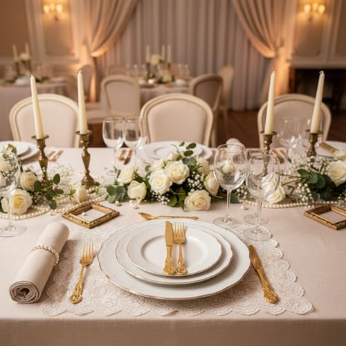Dandat 60 Pcs Forks and Knives Cutlery Set Stainless Steel Steak Knives Forks Flatware Royal Silverware Set for Wedding Party Restaurant Dishwasher Safe (Gold)