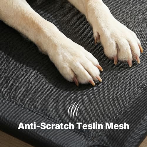 Veehoo Outdoor Dog Bed, 53" XXL Raised Dog Bed, Elevated Dog Bed with Headrest Sides, Washable Cooling Dog Cot with Non-Skid Feet, Breathable Mesh, Portable Pet Hammock for Indoor or Camping, Black - color: Black, size: 53.0"l X 33.0"w X 11.0"th