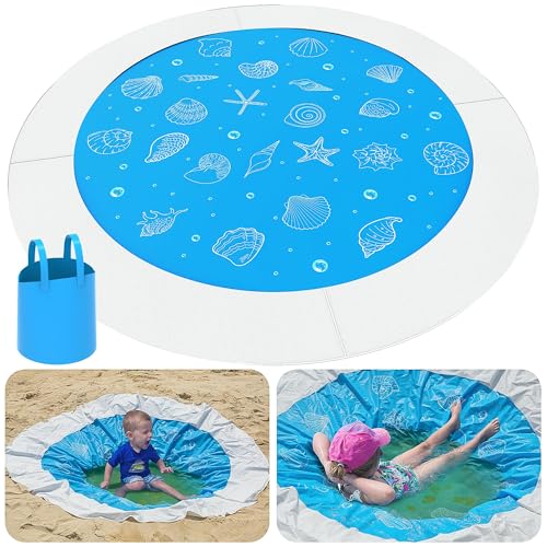6.5 x 6.5 Feet Baby Beach Pool-Waterproof Kid Pool and Beach Blanket-2 in 1 PVC Toddler Paddling Pool for Infant Kids Boys and Girls - color: Style 2