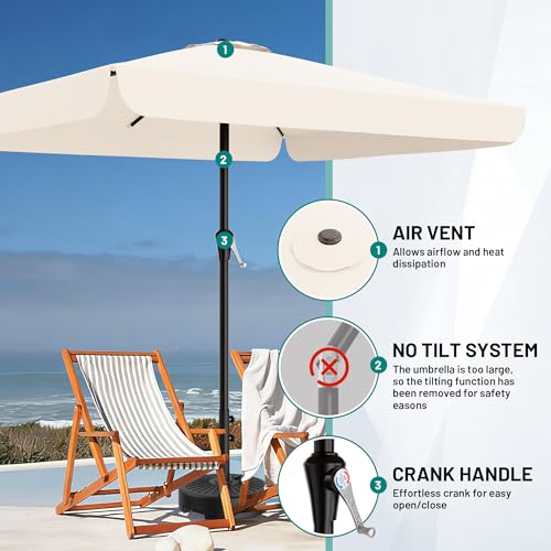 AreShark 8 X 10 FT Large Rectangular Patio Umbrella with Valance, Outdoor Table Market Umbrella w/Crank & 8 Ribs, Rectangle Outdoor Umbrellas for Garden, Deck, Yard and Poolside, Cream White - color: Cream White, size: 8x10 FT
