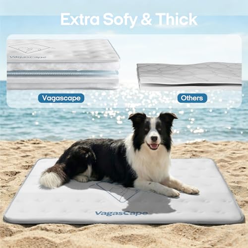 Vagascape Dog Cooling Mat 3.0 Double-Sided Usable, 47" x 28" Thick Durable Pet Cooling Mat for Extra Large Pet, Washable Cooling Mat for Dog Outdoor and Indoor - color: Grey, size: L(47“×28“)