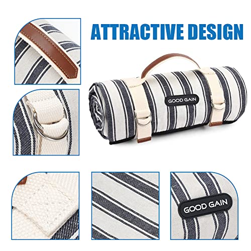 G GOOD GAIN Waterproof Picnic Blanket Portable with Carry Strap for Beach Mat or Family Outdoor Camping Party (Berry Blue) - color: Berry Blue