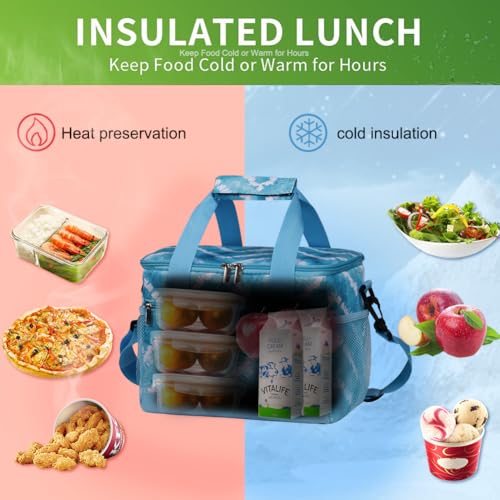 iknoe Insulated Lunch Bag, Foldable 8.5L Cooler Bag for Men & Women, Leakproof Thermal Design, Great for Office, Picnic, Travel, Lunch Box,Blue White - color: Blue White, size: Medium