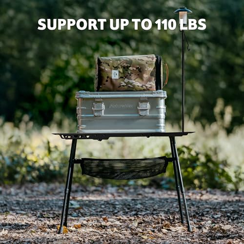Naturehike Tactical Camping Table with Adjustable Height, Collapsible Table Lightweight with Carry Bag for Camping, Travel expeditions, Hiking, Picnics, BBQs & Beach Trips - color: Black