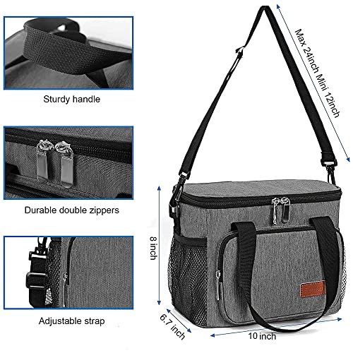 Femuar Lunch Bags for Women/Men, Insulated Lunch Bag for Work Office Picnic - Lunch Cooler Bag Leakproof Lunch Box with Adjustable Shoulder Strap - Grey(8.7L) - color: 1-Grey, size: Medium Size