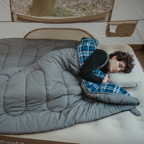 Naturehike Lightweight Compact Sleeping Bag, 59℉/32℉ Envelope Ultralight Backpacking Sleeping Bag Portable, Waterproof with Compression Sack for Cold&Warm, Camping, Traveling, Hiking - color: Gray