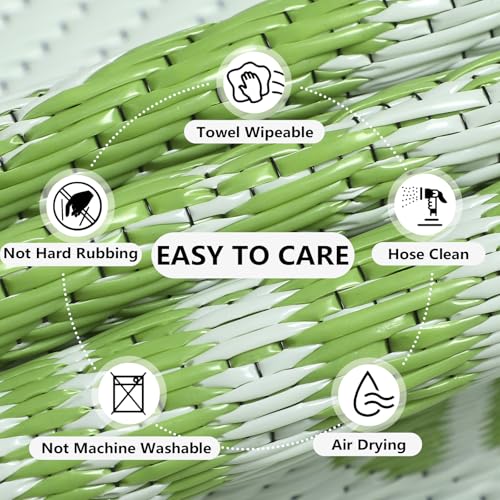 famibay Outdoor Rug 8x10 Patio Waterproof Large Outdoor Plastic Straw Rug Tropical Patio Rugs Reversible Outside RV Mat All Weather Lightweight Camping Rugs for Deck Balcony Beach - color: Grass Green, size: 8' x 10'
