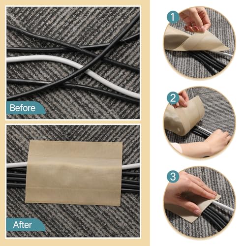 WILLBOND Carpet Cord Cover Cable Protector Floor Cover Cable Protector Management Only for Commercial Office Carpet(98.43 ft,Khaki) - color: Khaki, size: 98.43 ft