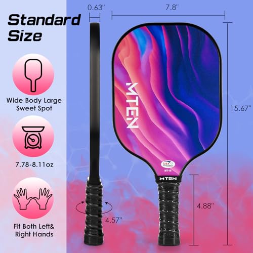 Pickleball Paddles Set of 2 or 4, or Single Paddle – USAPA Approved Fiberglass Surface Pickleball Rackets Set for Men & Women - color: Pink black*2