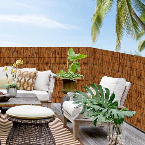 Natural Reed Fencing, 2.6FT X 6.6T Reed Screen Balcony Reed Fence Bamboo Screen Fencing for Outdoor Backyard Patio（Brown） - size: 1 Pack 2.6FT×6.6FT