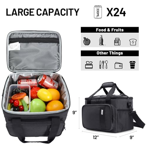 MIER Mens Lunchbox for Work Insulated 24 Cans/15L Large Lunch Bags Leakproof Adult Women Lunch Box Coolers for Travel Beach Picnic Office, Dark Gray - color: Gray