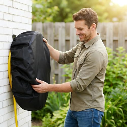Hose Cover - Garden Hose Reel Cover(Fits 5/8" x 50-100ft), Protect & Extend Life, Sun-Proof, Waterproof, Dustproof, Heavy Duty 420D Oxford Spun Cloth, Double-sided Material, Hose Covers for Outside - color: Oxford-for Hose 5/8 in. x 50-100ft