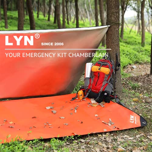 LYN Heavy Duty Emergency Blanket Survival Gear Waterproof Insulated Blanket Emergency Tarp for Camping, Hiking, Bushcraft - color: Orange