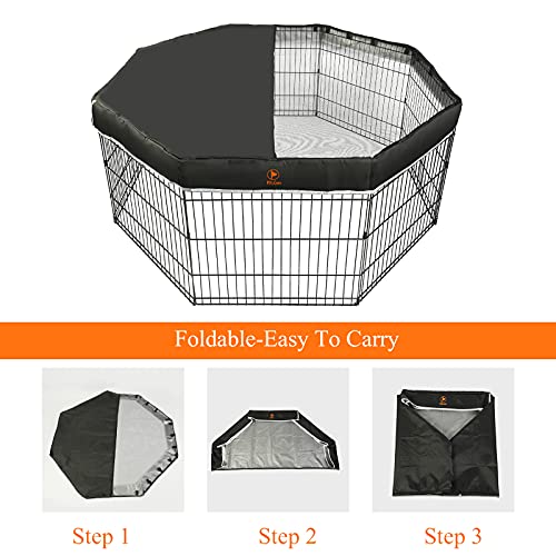 PJYuCien Dog Playpen Mesh Top Cover, Fits 24 Inch 8 Panels Metal Exercise Pet Pen, Elastic Buckles Connections, Black (Note: Only Cover, Fence Not Included) - color: Only Black Top Cover, Elastic Buckles Connections