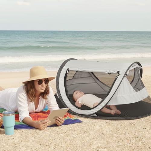 KidCo - Peapod Plus Portable Mesh Baby Toddler Travel Tent & Storage Bag, Play Tent, Pack and Play, Extra Room, Ages 6 Months - 5 Years (Midnight) - style: Large - Midnight