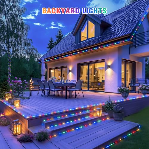 JMEXSUSS 2 * 200 LED Solar Rope Lights, 66ft IP 65 Waterproof Camping Light Outdoor, 8 Modes Trampoline Accessories Solar Trampoline Lights for Camp Ladder Slide Tent (Multicolor) - color: Multicolor, size: 2*200 LED