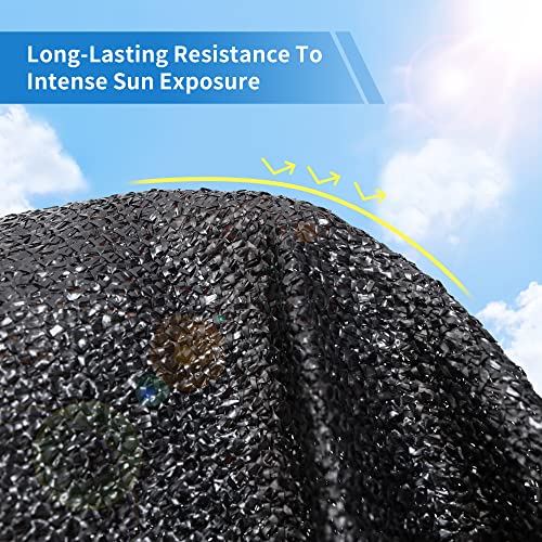 90% Black Sunblock Shade Cloth, UV Resistant Sun Shade Canopy with Grommets, 6.5 ft x 16.5 ft Outdoor Shade Mesh Cover Tarp for Garden, Greenhouse, Pergola, Backyard, Patio, Flowers Plants