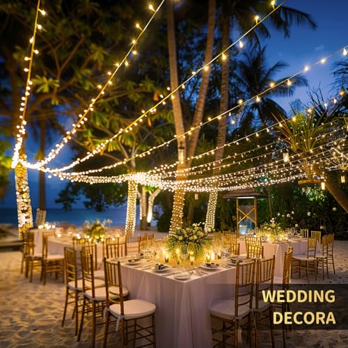 JMEXSUSS Outdoor Christmas Lights Plug in: 315ft 1200 LED Christmas Tree Lights with Remote - 8 Modes Warm White Xmas String Light for Wedding Holiday Yard Party Indoor Decoration - color: Warm White, size: 1200 LED