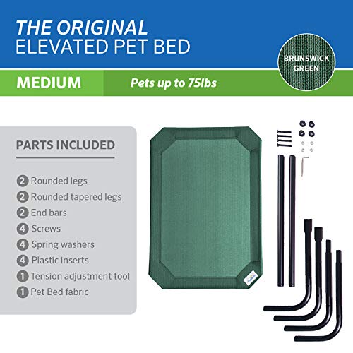 Coolaroo The Original Cooling Elevated Pet Bed, Medium, Brunswick Green - color: Brunswick Green, style: Medium Dog Bed