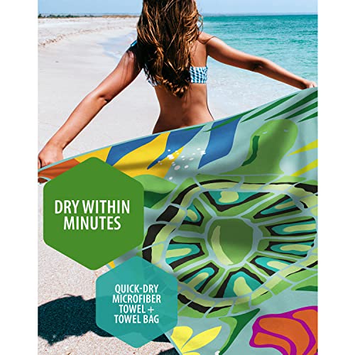VENTURE 4TH Microfiber Beach Towel: Quick-Dry, Compact, Sand-Free, Absorbent, Sandproof and Lightweight - Perfect for Camping, Beach, and Roadtrips (Turquoise Turtle Design | 35x78 inches) - color: Turquoise Turtle, size: Extra Large (78" x 35")