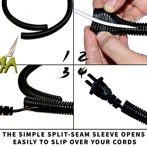 30 ft Dog Cat Cord Protector Electric Wires Covers Wire Loom Tubing Protect Wires from Rabbits, Cats and Other Pets - color: Black, size: 30ft