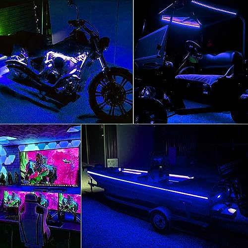 echosari Blue Led Strip Lights Waterproof Battery Operated with Remote, 8 Modes, Dimmable, Timer, Self-Adhesive, Cuttable, 3M 90Led Battery Strip Led Light for Indoor Outdoor Decor - color: Blue, size: 9.8Ft