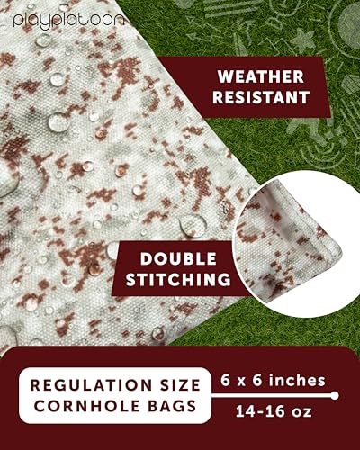 Play Platoon Cornhole Bags Weather Resistant- Set of 8 Regulation Bean Bags for Tossing- Official Professional Size & Weight Corn Hole Bags Two Color All Weather Cornhole Beans Bag Set with Tote Bag - color: Camouflage
