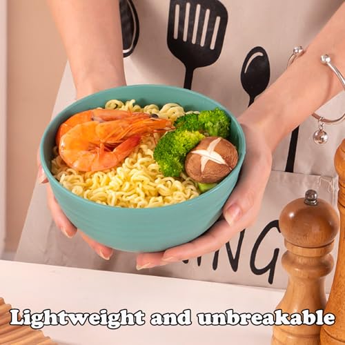 Unbreakable Wheat Straw Cereal Bowls Set of 4, 24 OZ Microwave and Dishwasher Safe Lightweight Soup and Salad Bowl Sets, Reusable Dessert Bowls for Rice, Pasta, Snack, Fruit, BPA Free - color: Colorful