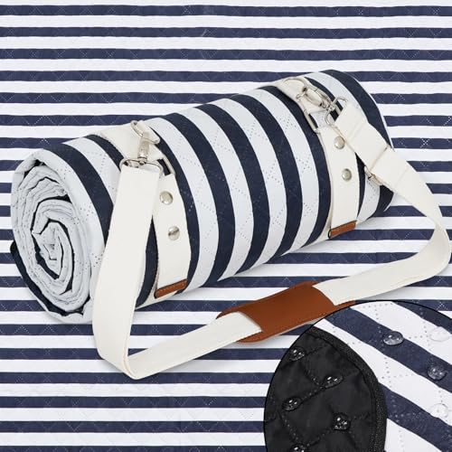 G GOOD GAIN Waterproof Picnic Blanket, 79"x79" Extra Large Beach Mat for 6 to 8 Adults, Machine Washable Outdoor Blanket for Camping, Grass, Park, Camping, Concerts, MiddleNavy - color: Middlenavy