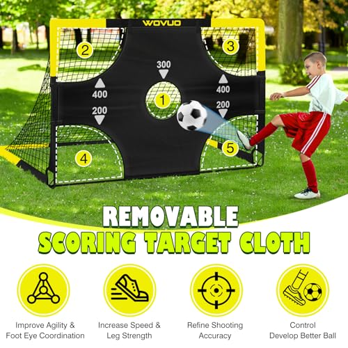 Kids Soccer Goals for Backyard Set of 2, 6x4 ft Portable Toddler Soccer Goal Training Equipment with Soccer Target, Ball, Cones, Soccer Net for Kids Age 3-5 6-8 8-12 10-12-14 Outdoor Sports Games Gift - color: Black Yellow