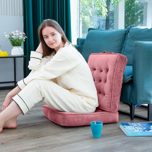 1 MIDDLE ONE Floor Pillow Set of 2, Memory Foam Meditation Cushion, Floor Cushions for Adults Sitting, Large Square Seat Cushions for Yoga, Living Room, 20x20 Inch (Pink) - color: Pink, size: 20x20 Inch(Pack of 2)